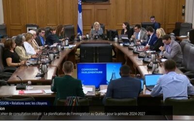 Études de la commission parlementaire au sujet de la planification de l’immigration au Québec pour la période 2024-2027.